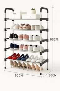 Sapateira Organizadora 5 Andares com Prateleiras Multiuso - Ideal para Sapatos, Livros e Brinquedos em Design Moderno Preto - imagem 4