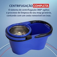Perfect Pro Mop Giratório 360° com Centrífuga e Refis - Limpeza Eficiente e Prática - imagem 4