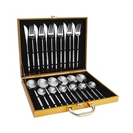 Conjunto de Pratos e Talheres em Aço Inox 24 Peças - Design Minimalista com Caixa de Presente - imagem 2
