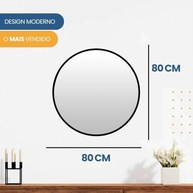 Espelho Redondo Grande 80cm com Moldura Preta – Decore com Estilo e Amplie Ambientes - imagem 3