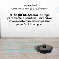 Robô Aspirador Ropo Glass 4 Preto – 4 em 1 com Mapeamento a Laser, Lâmpada UV e Limpeza Inteligente - imagem 5