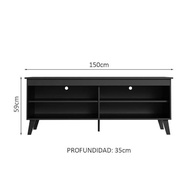 Rack para TV até 65" com Pés Preto Turim Madesa – Moderno e Funcional - imagem 4