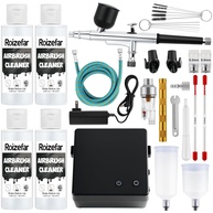 Roizefar Kit de Aerógrafo com Compressor 55 PSI - Sistema Profissional Sem Entupimento, Bicos 0,2/0,3/0,5 mm, 4x100ml + Acessórios - imagem 1