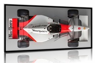 Quadro Decorativo Carro Corrida Honda Senna F1 130x60cm - Moldura Preta com Vinil Brilhante - imagem 1