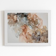 Quadro Mármore Dourado Abstrato com Moldura Branca 60x40cm - Decore com Estilo e Sofisticação - imagem 2