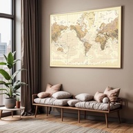 Quadro Mapa Mundi 40x60cm: Decore Sua Sala ou Quarto com Estilo Global - imagem 2