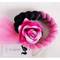 Trança de Rabo de Cavalo para Capacete com Ventosa e Laço Rosa - Estilo Único! - imagem 3