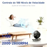 Mini Ventilador de Mesa Recarregável USB com 100 Velocidades, Display LED e Bateria 3000mAh - Silencioso e Portátil - imagem 4