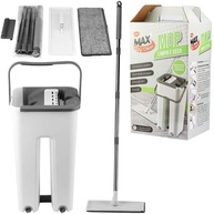 Flat Mop com Balde e Rodo - Esfregão Giratório 360° com Refil 6L Branco - imagem 2