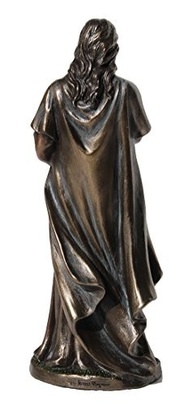 Estátua de Jesus com Cordeiro em Bronze Fundido Frio - 16,25 cm | Decoração Religiosa Refinada - imagem 5