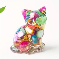 Estátua de Gato em Resina com Cristal - Decoração Encantadora para Casa e Escritório - imagem 1