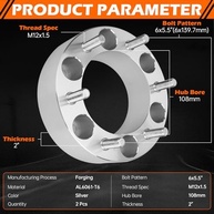 Espaçadores de Roda 6x139.7mm (6x5.5") - 50mm de Espessura com Pinos M12x1.5 | Compatível com Mitsubishi, Toyota, Chevrolet, Ford e Mais - imagem 3