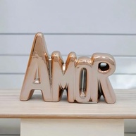 Enfeite Decorativo de Porcelana com Palavra 'Amor' Rosa Gold - 8cm x 11cm - imagem 4