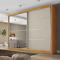 Guarda-Roupas Casal 2 Portas de Correr com Espelho e 4 Gavetas - Flex 100% MDF Madeirado/Off White Áustria - imagem 3