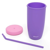 Copo de Silicone com Canudo Removível para Crianças - 340g, Seguro e Durável (Roxo) - imagem 4