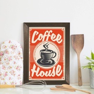 Quadro Decorativo Café Vintage 22x32cm com Moldura Marrom - Estilo Rustic Charm - imagem 1