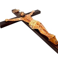 Crucifixo de Parede em Madeira com Cristo Chagado em Resina 50 cm - Decoração Sagrada com Estilo - imagem 4