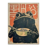 Pôster de Sapo Vintage Japonês com Ramen - Arte de Parede Engraçada 30x40cm - imagem 1