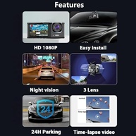 Câmera Veicular Dupla 3" LCD com Visão Noturna e Grande Angular - Segurança Total - imagem 3