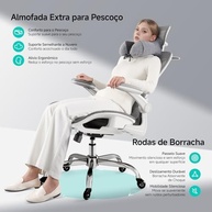 Cadeira Ergonômica com Travesseiro 3D, Encosto Lombar e Rodas Silenciosas - Cinza - imagem 5