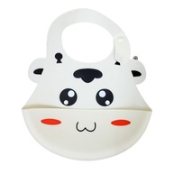 Babador de Silicone Infantil com Design de Vaquinha Pega Migalhas Branco - imagem 2