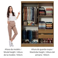 Guarda-Roupa Solteiro Madesa Luke 2P com Espelho - Design Rustic Moderno - imagem 5