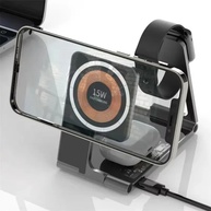 Carregador 3 em 1 Transparente: Wireless, Magnético e com Suporte - imagem 3