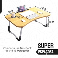 Mesa Portátil Dobrável Ajustável com Suporte para Notebook e Copo - Design Moderno em Madeira e Alumínio - imagem 3