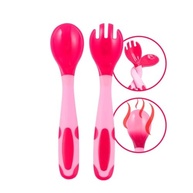 Kit Talheres Bebê Flexível Termossensível com Garfo e Colher Rosa - Segurança e Conforto na Alimentação Infantil - imagem 2
