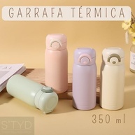 Garrafa Térmica Rosa 350ml - Parede Dupla Inox com Tampa Abre e Fecha Fácil - imagem 4