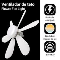 Ventilador de Teto com Lâmpada LED 6 Pás Bivolt E27 VT02 - Iluminação e Refrescância em Um Único Produto - imagem 4