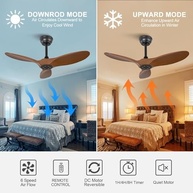 Ventilador de Teto Moderno 91cm KBZZ com Controle Remoto | 6 Velocidades, Motor CC Reversível e Design Elegante - imagem 4