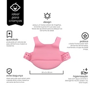 Babador Infantil Silicone com Cinta Ajustável Rosa - Proteção Total Contra Bagunça - imagem 3