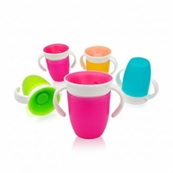 Copo de Treinamento 360° com Alça Anti-Vazamento para Bebês - Rosa 200ml - imagem 2