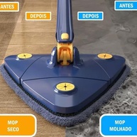 Mop 360 Triangular Giratório - Esfregão Ajustável para Pisos, Vidros e Parede com Microfibra - imagem 5