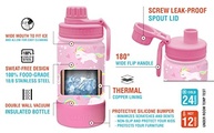 Garrafa Térmica Infantil Unicórnio Rosa 355ml - CHILLOUT LIFE com Tampa de Bico e Adesivos Fofos - imagem 5