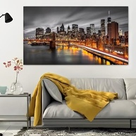 Arte de Parede Tela Rústica com Paisagem Urbana Noturna - Pôster 30,5x61cm para Decoração Moderna - imagem 3