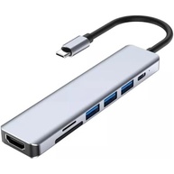 Hub USB 7 em 1 Adaptador USB-C Premium com Saída HDMI 4K a 60Hz, 7 Portas, USB 3.0, Leitor de Cartão SD, Fonte de Alimentação Tipo C, Carregamento Rápido Multiportas 7x1 Premium - imagem 2