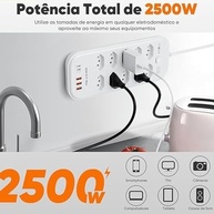 Extensão Elétrica Premium 10 Tomadas com 5 Portas USB-C e USB-A - 2500W - imagem 4