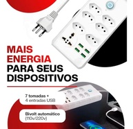 Régua de Energia 6 Tomadas + 4 USB Universal: Carregue Tudo com Segurança e Estilo! - imagem 4