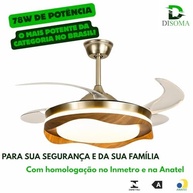 Ventilador de Teto Retrátil Woodline Dourado Madeira Disoma 78W com LED Multicolor | Controle Remoto | Silencioso | Bivolt - imagem 3