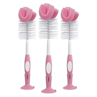 Dr. Brown's Escova de Limpeza Reutilizável com Suporte Ventosa - Rosa, Pacote com 3 - imagem 1