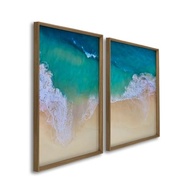 Quadro Decorativo Paisagem Praia Maré Alta Belas Ondas | 60x90cm | Madeira com Vidro - imagem 2
