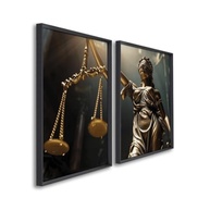 Quadro Decorativo Justiça Balança e Estátua da Justiça 2 Peças | Preto 60x90 cm com Vidro - imagem 2