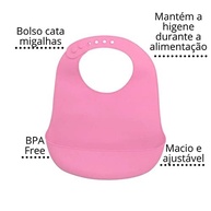 Babador Western CS-22R com Bolso Rosa - Silicone Impermeável e Prático - imagem 3