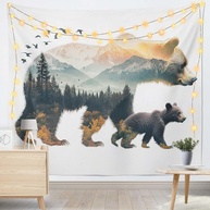Urso para Tapeçaria Decorativa - Decore Paredes com Estilo e Charme | 130 x 150 cm - imagem 1