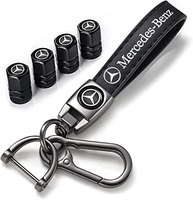 Tampas de válvula de pneu e chaveiro de metal Combo compatível com Mercedes Benz Série CESM CLK GLK GL AB AMG, tampas de proteção contra poeira para pneus de carro, acessórios de carro - imagem 2