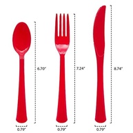 Talheres de Plástico Rígido Extra Pesado - Combo 8 Lugares Vermelho - imagem 3