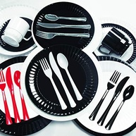 Party Essentials Combo de Talheres Pretos Extra Resistentes – 16 Conjuntos Reutilizáveis para Festas e Eventos - imagem 5