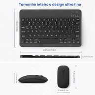 Combo Teclado e Mouse Bluetooth Sem Fio, Ultrafino e Recarregável - Compatível com Tablets Android, iPhone, iPad, Windows Surface e Mais (Preto) - imagem 2